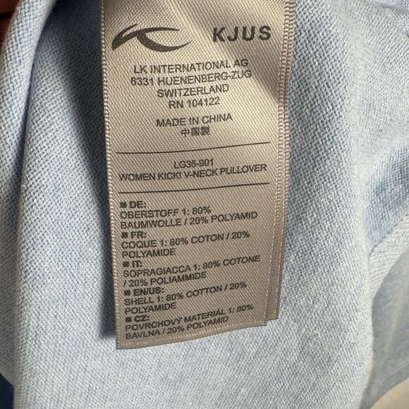 KJUS Women’s Blue Golf Sweater XL EU 42 V-Neck Pullover Activewear Top - Picture 6 of 6